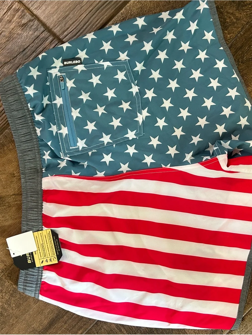 BURLEBO Men's Patriotic Red, White & Blue Athletic Shorts